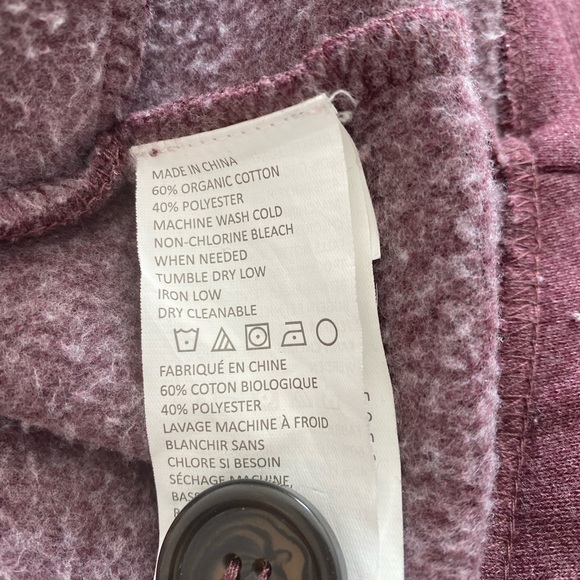 prAna Catrina organic cotton fleece jacket size Large peacoat purple burgundy - Picture 7 of 14